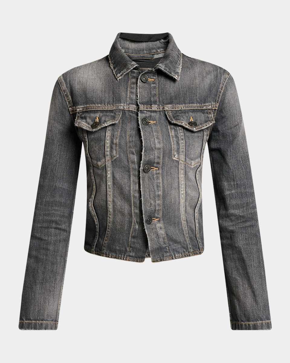 Lace-Up Denim Jacket